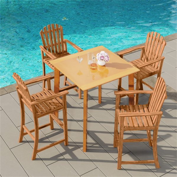 31英寸座椅高度户外酒吧凳，板条设计符合人体工程学的高椅子，适用于40英寸-43英寸的酒吧桌-8