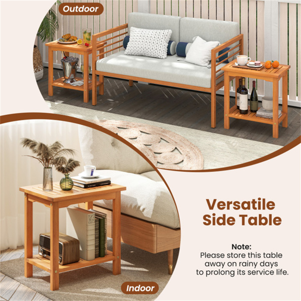 实心相思木2层边桌，176磅容量的花园露台边桌-4