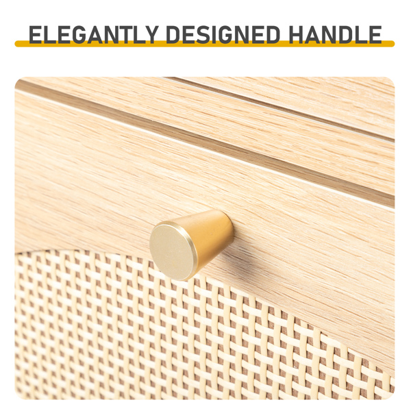 藤面2抽4翻斗 鞋柜 刨花板 105*24*110cm 原木色-9