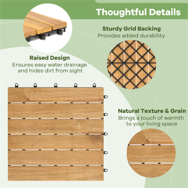 30包相思木联锁甲板瓷砖12“x12”自然庭院花园游泳池快速排水-6