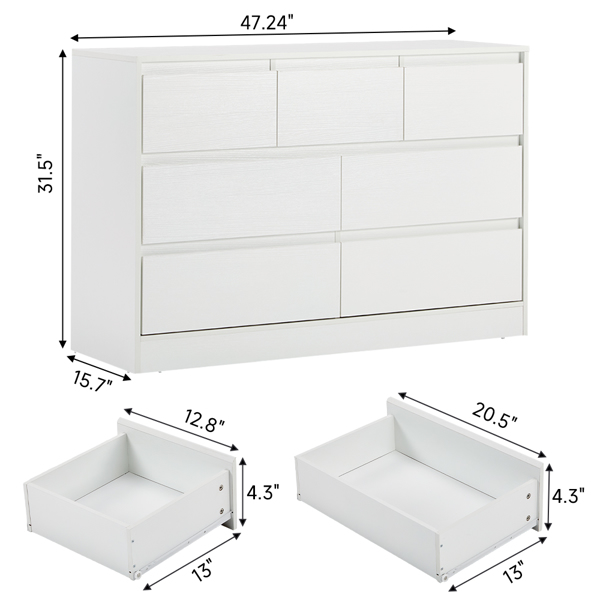 白色  P2刨花板  120*40*80cm  三层七抽 抽屉柜 现代 1pcs-6
