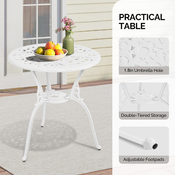 2pcs单人椅和1pc圆桌 蝴蝶花型 白色 铸件套装-7