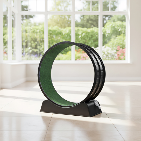 80*34*86CM 黑色 PP 轨道连接片组装 圆形配绿色地毯+1根逗猫棒 15kg 猫跑步机-3