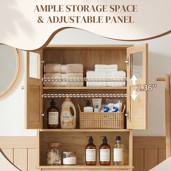 原木色   刨花板三胺贴面带藤面 60*22*170cm 双门 马桶柜-16