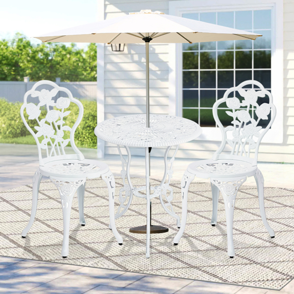 2pcs单人椅和1pc圆桌 玫瑰花型 白色 铸件套装-8