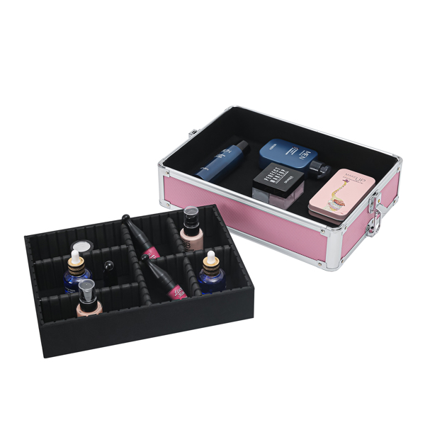 【SM】四合一铝合金拉杆化妆箱纹绣箱 粉色-28