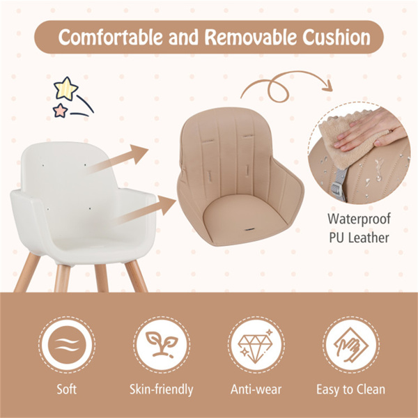 6合1可转换婴儿高脚椅，榉木框架5点式安全带，适用于6-36个月大的婴儿-3