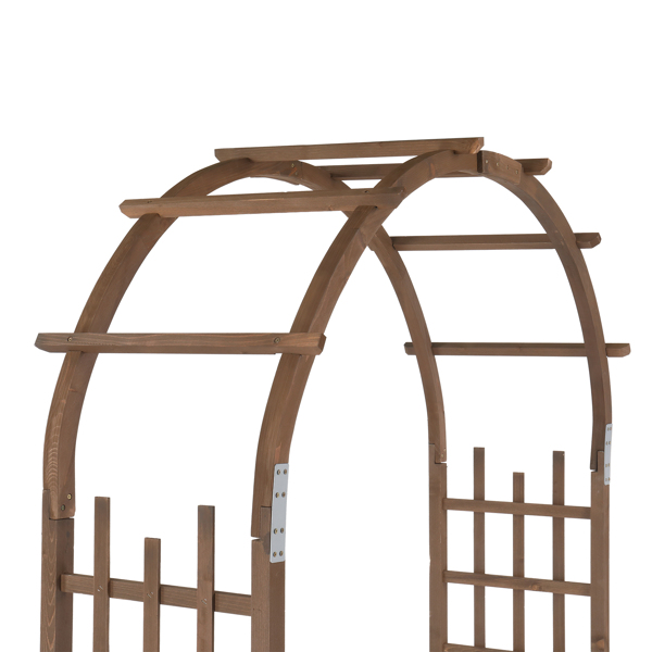 7ft 深棕色 圆弧顶 竖格 木拱门-6