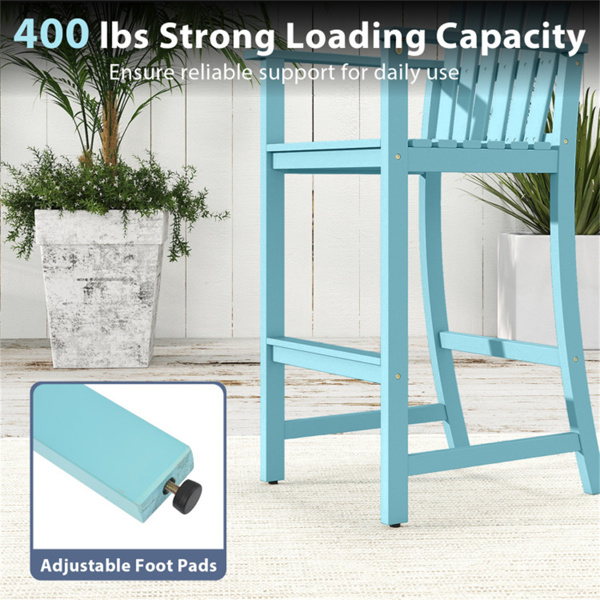 31英寸座椅高度户外酒吧凳，板条设计符合人体工程学的高椅子，适用于40英寸-43英寸的酒吧-天蓝色-8