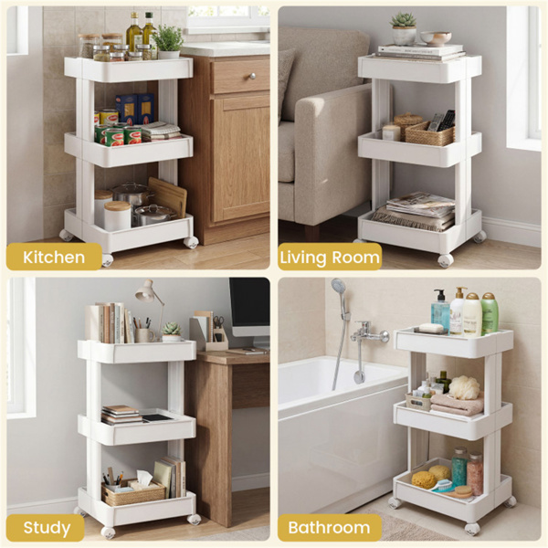 3层DIY滚动式储物车，15.5" × 14.5" × 30"，带可拆卸通风托盘，适用于厨房和浴室-11