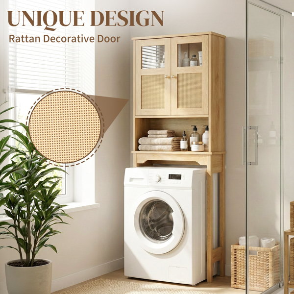 原木色   刨花板三胺贴面带藤面 60*22*170cm 双门 马桶柜-19