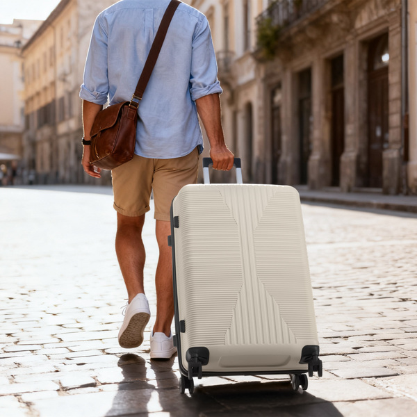 非TSA海关锁单个20寸 PP拉杆箱 20in PP 米白色-15