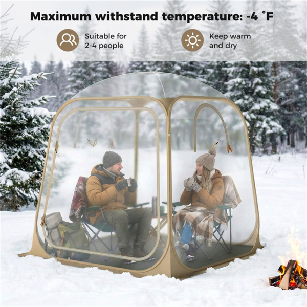 7×7FT透明弹出式运动帐篷，2-4人防水防风PVC帐篷，露营运动透明户外舱-2