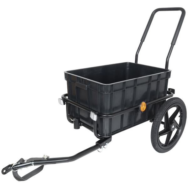 二合一自行车货运拖车/手推车，带可拆卸货箱和防水罩，黑色，带牵引杆和可拆卸把手的手推车/婴儿车，黑色--不支持self-pick up且不支持指定仓库发货-11