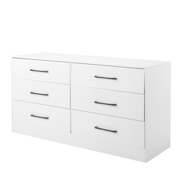 白色 抽屉柜+刨花板 贴三胺 134*40*67cm 双排3层6抽 抽屉柜 饰面布抽柜-2