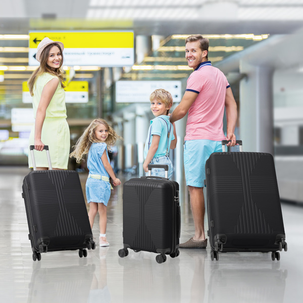 非TSA海关锁三合一 PP拉杆箱 20in 24in 28in PP 黑色-16