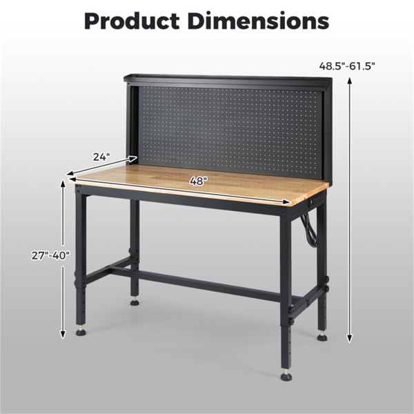 48英寸重型工作台2000LBS容量7层高度可调，内置电源板-3