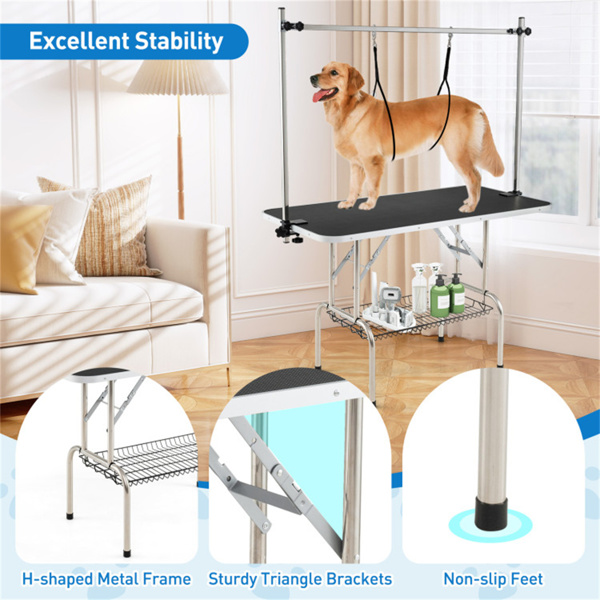 可折叠宠物美容台，带可调节的H形臂，可容纳330磅的小型大型犬-4