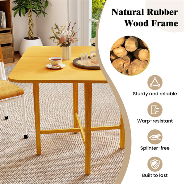 节省空间的圆形转角餐桌，可容纳2-4个自然木纹折叠餐桌-9