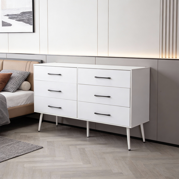 白色 刨花板+无纺布 贴三胺 133*40*84cm 双排3层6抽带高脚 抽屉柜 饰面布抽柜-10