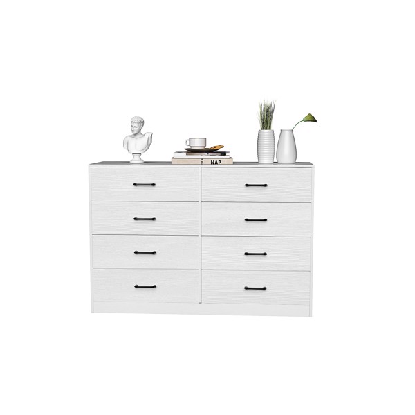 白色 刨花板+无纺布 贴三胺 134*40*86cm 双排4层8抽 抽屉柜 饰面布抽柜-18