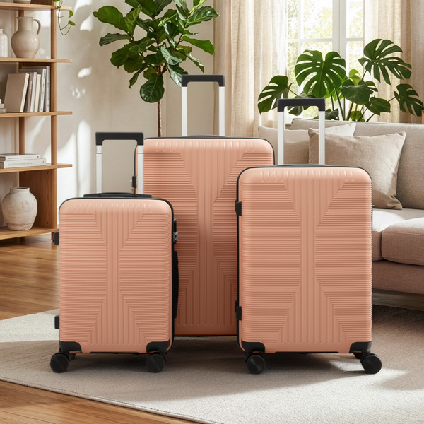 非TSA海关锁三合一 PP拉杆箱 20in 24in 28in PP 粉色-1