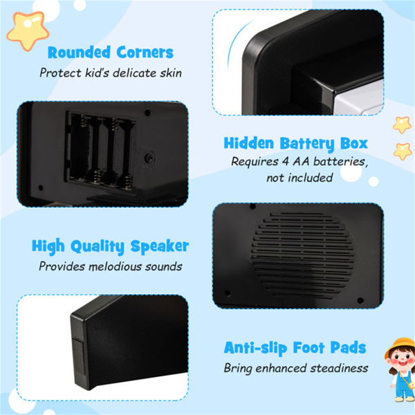 适合3岁以上儿童的25键迷你数字钢琴，6种音调和15首演示歌曲的轻量化教学模式-黑色-8