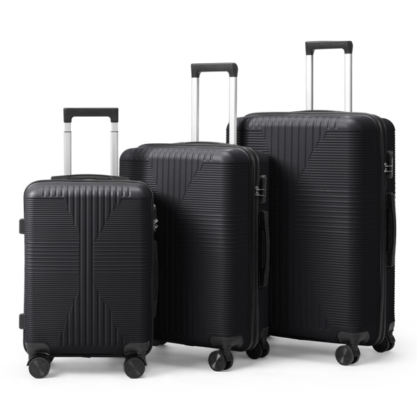 非TSA海关锁三合一 PP拉杆箱 20in 24in 28in PP 黑色-13