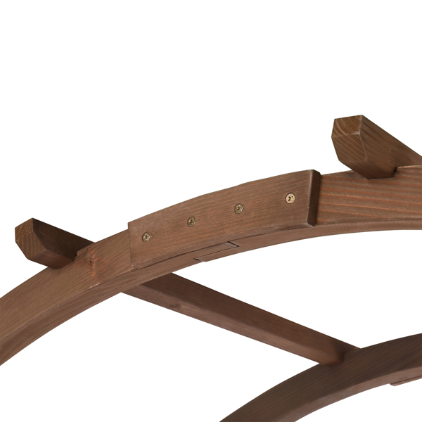 7ft 深棕色 圆弧顶 竖格 木拱门-10