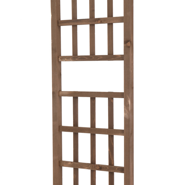 7ft 深棕色 圆弧顶 竖格 木拱门-4