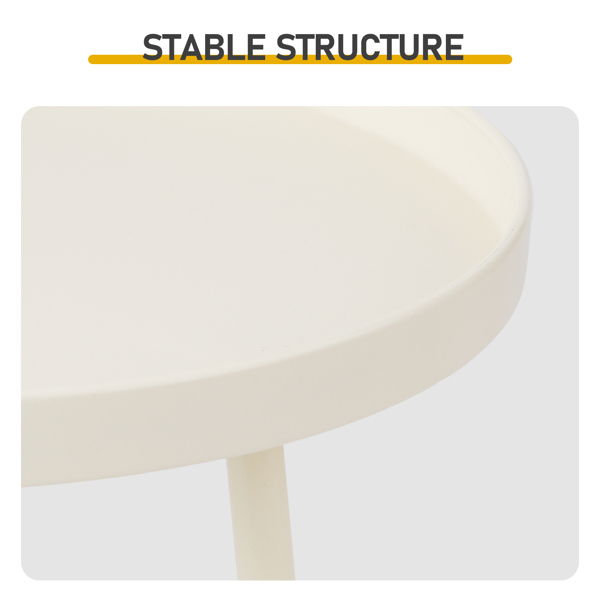 38.5*38.5*51cm 梯形 奶油白色 双层圆盘 庭院铁边桌-2