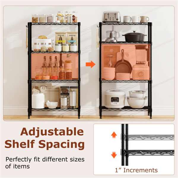 4层重型金属线架，总载重量600磅，带车库和厨房防倾倒套件-8