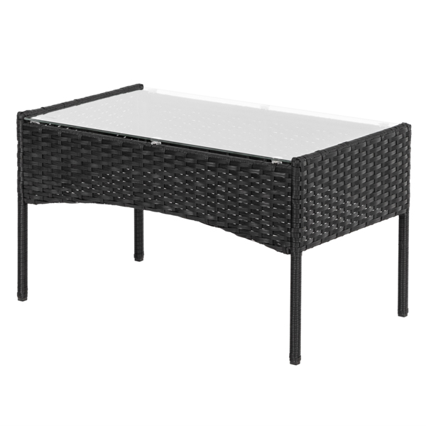 【替换47369505】2pcs单人沙发和1pc双人沙发和1pc茶几 扶手满编 黑色四线藤 座垫真空包装 编藤四件套-73