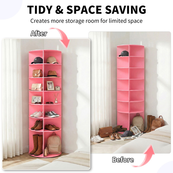 7 层 可360° 旋转 木塑板 60*60*184cm 鞋架 粉色-10