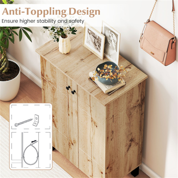 4层可拆卸鞋架，乡村风木质鞋柜，带防倾倒五金件，适用于玄关-9