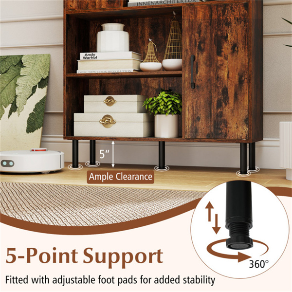 4层2门开放式货架储物柜，入口和客厅总容量为176磅​-棕色-10