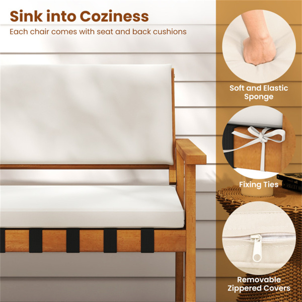 4件套相思木露台对话套装，带软垫，沙发，咖啡桌-7