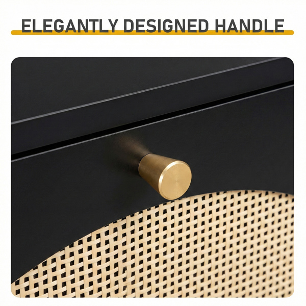 藤面3翻斗 鞋柜 刨花板 54*24*135 cm  黑色-7