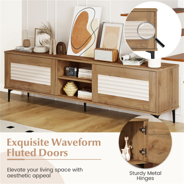 63英寸娱乐中心，带开放式架子，5个金属腿有线电视管理控制台-3