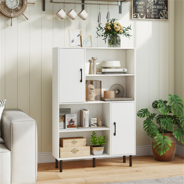 4层2门开放式货架储物柜，入口和客厅总容量为176磅​-白色-5