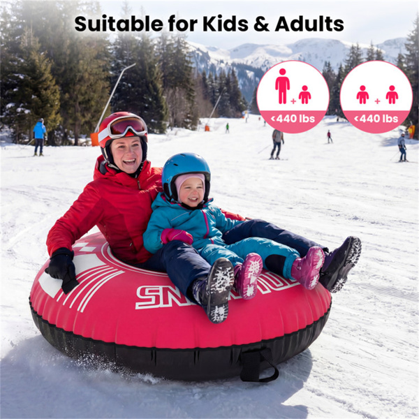 600D防水牛津布雪橇，加固手柄，成人儿童可拆卸牵引带-粉色-7