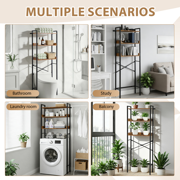 腐木色 刨花板三胺贴面 60*24*162cm 3层带侧边挡板 马桶架-11