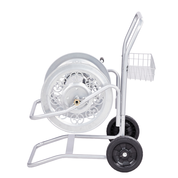 200FT水管车 66.5*75*83CM 银色 PVC实心轮 复古花纹 水管车-3