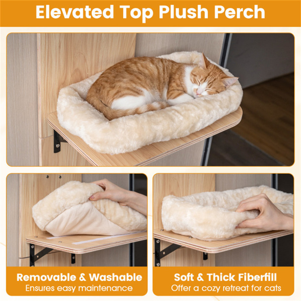 门挂猫树5层高度可调4层攀爬无钻公寓米色-10