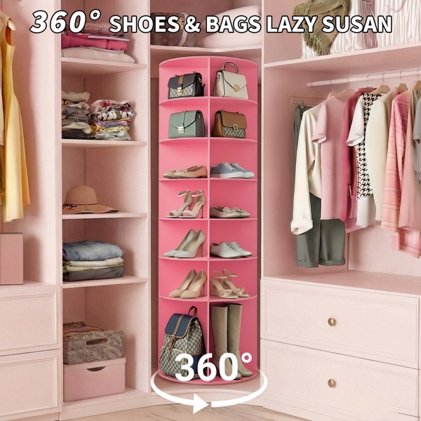 7 层 可360° 旋转 木塑板 60*60*184cm 鞋架 粉色-11