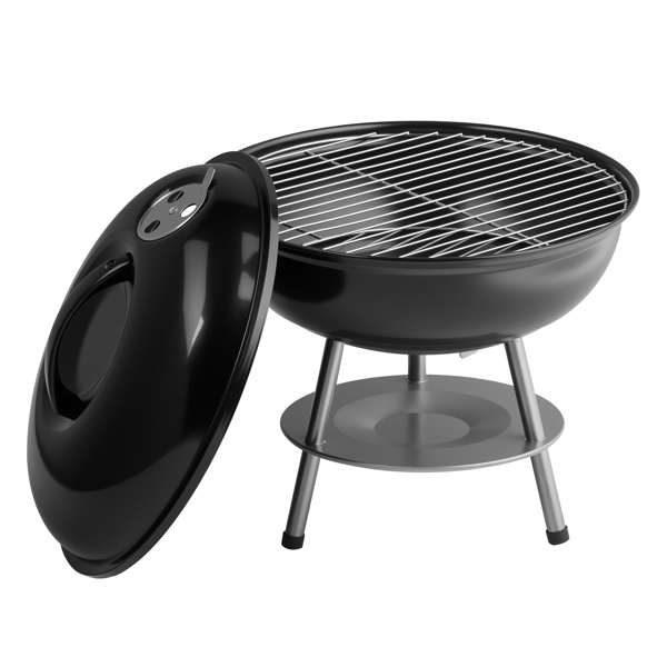 38*38*41CM 黑色 小款烟熏炉 圆盘型 铁制 碳烤炉-2