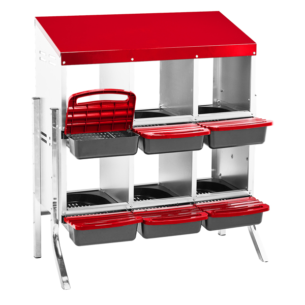 6隔间 80*52*96cm 斜顶房屋 红色 带底脚 铁+塑料 喂食用品-1