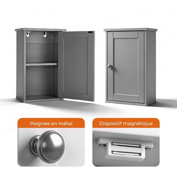 灰色 P2密度板喷漆 34.6*20*50cm 单门一搁架 浴室壁柜-3