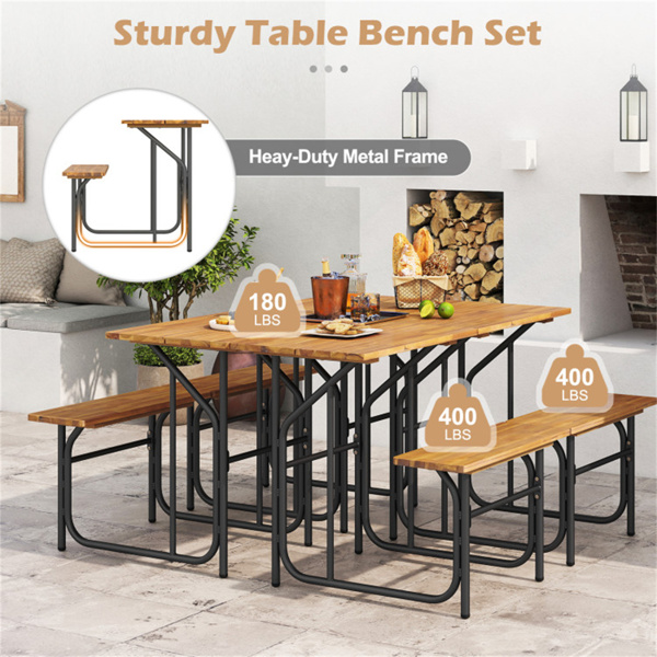 独特的单面相思木露台桌椅套装，可结合野餐和休闲野餐桌-7