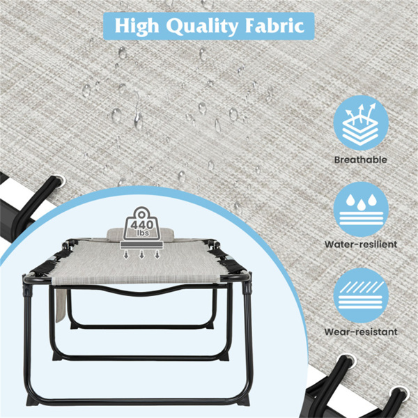 超大露台躺椅休息室，27英寸宽，4位可调节靠背，灰色折叠晒黑椅-5